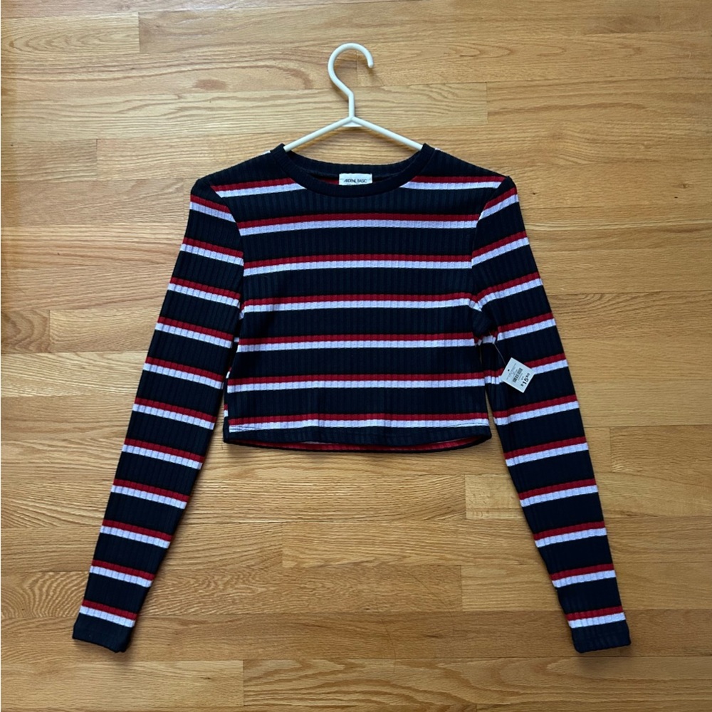 Striped Long Sleeve Crop Top